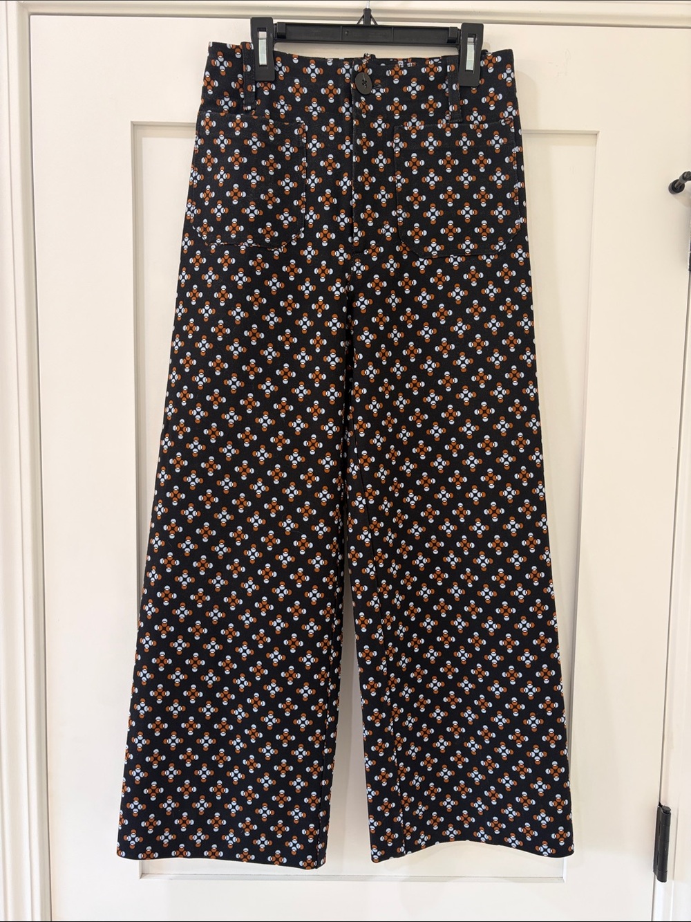 Anthropologie Maeve The Colette Wide Leg Crop Ponte Geometric Pants Size 26 - Picture 3 of 9